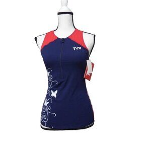 TYR Women's Competitor Singlet, Navy/Red, Size S